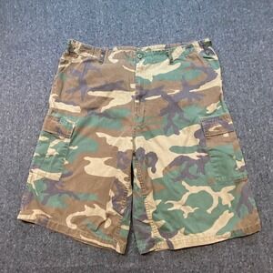 Unbranded Military Woodland Camo Men XXL 43-47 Cargo Shorts Tactical Utility